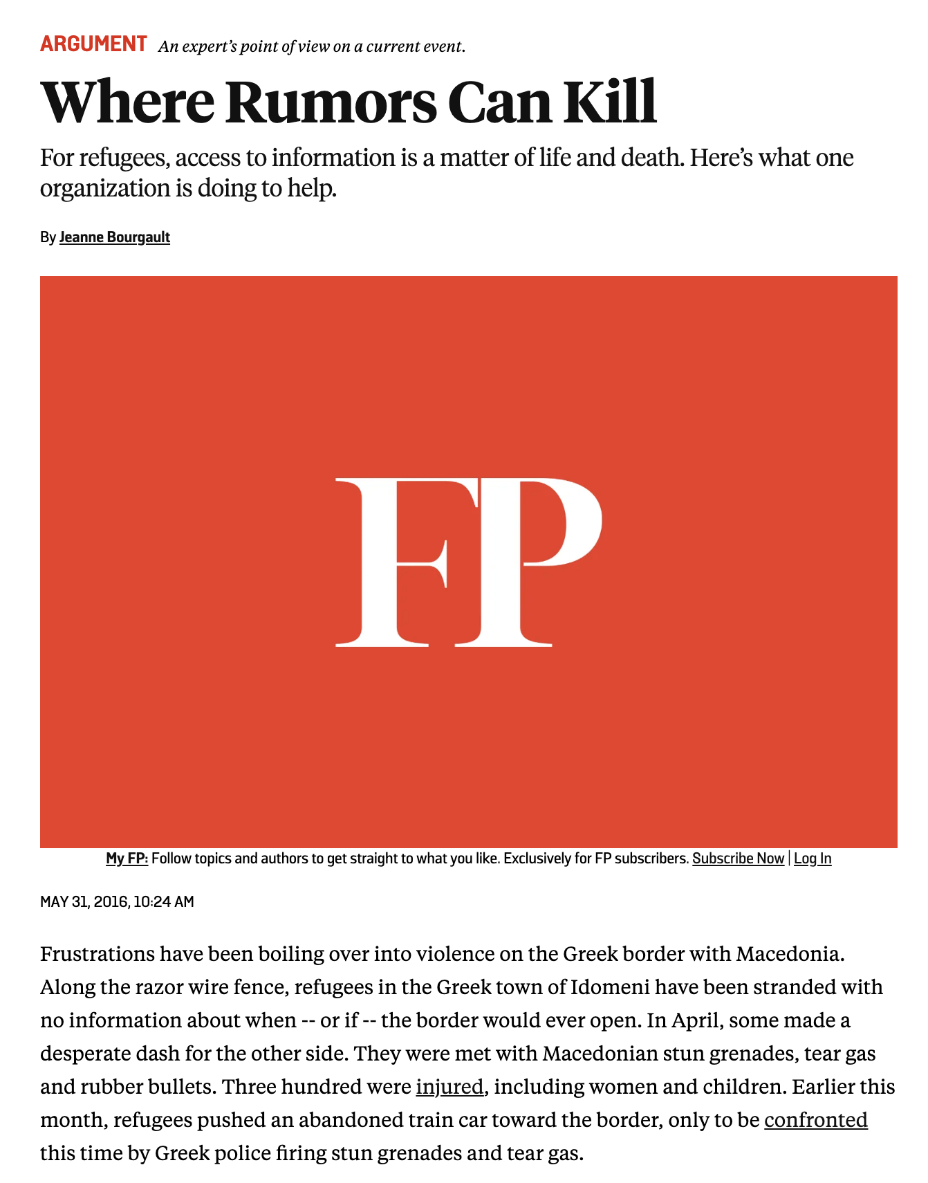 Where Rumors Can Kill (Foreign Policy, 2016)